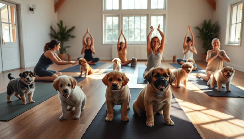 yoga and puppies